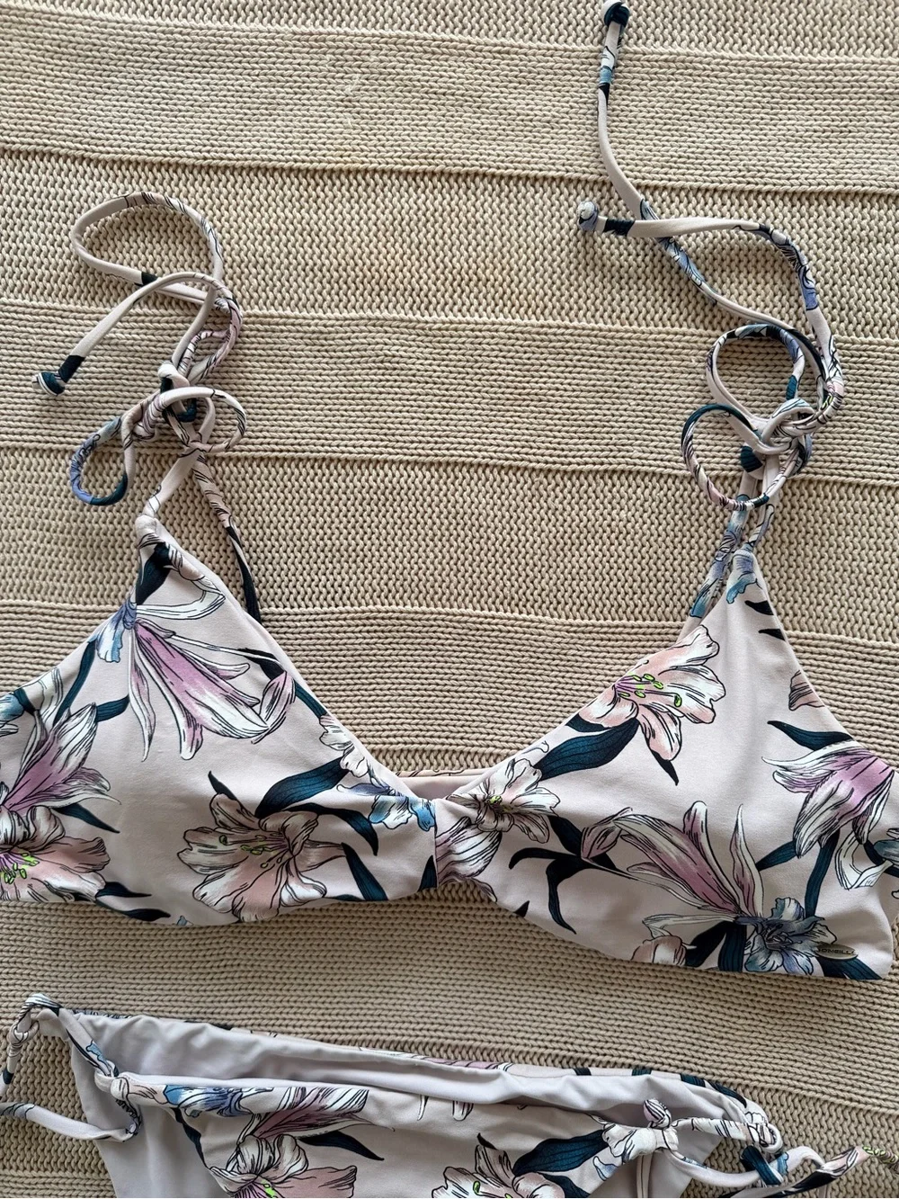 O'Neill Cream Bikini Set with Pastel Pink and Blue Floral Print